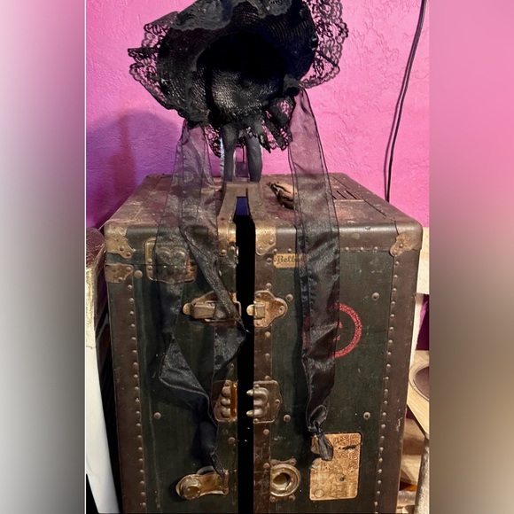 Handmade Accessories - Civil War Reenactor Ladies Black Mourning Bonnet Victorian